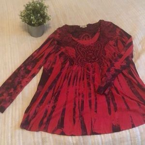 Women’s Large Red and Black Long Sleeve Shirt